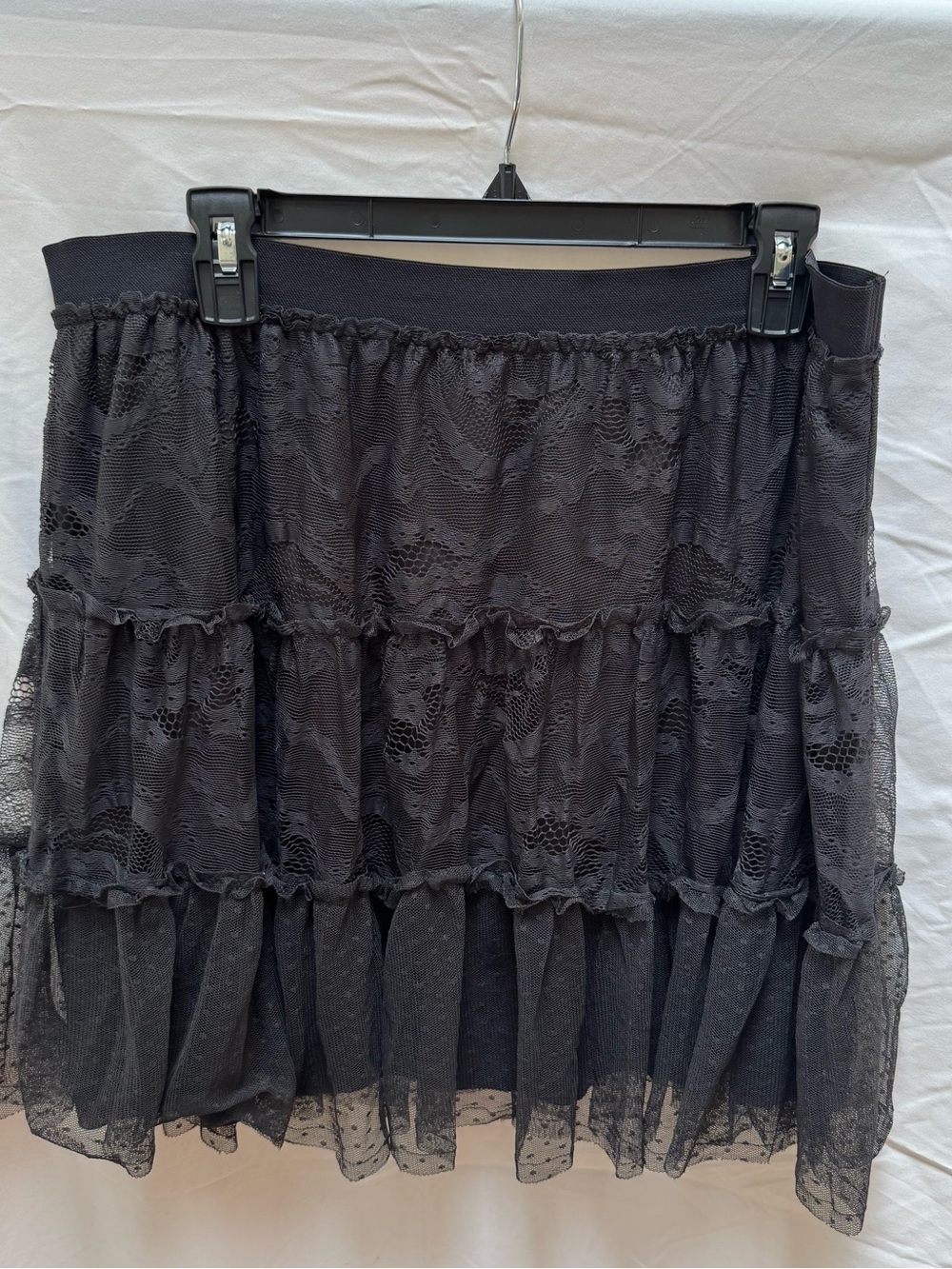 American Eagle Outfitters Black Lace Tiered Mini Skirt, Y2K, Boho, Goth